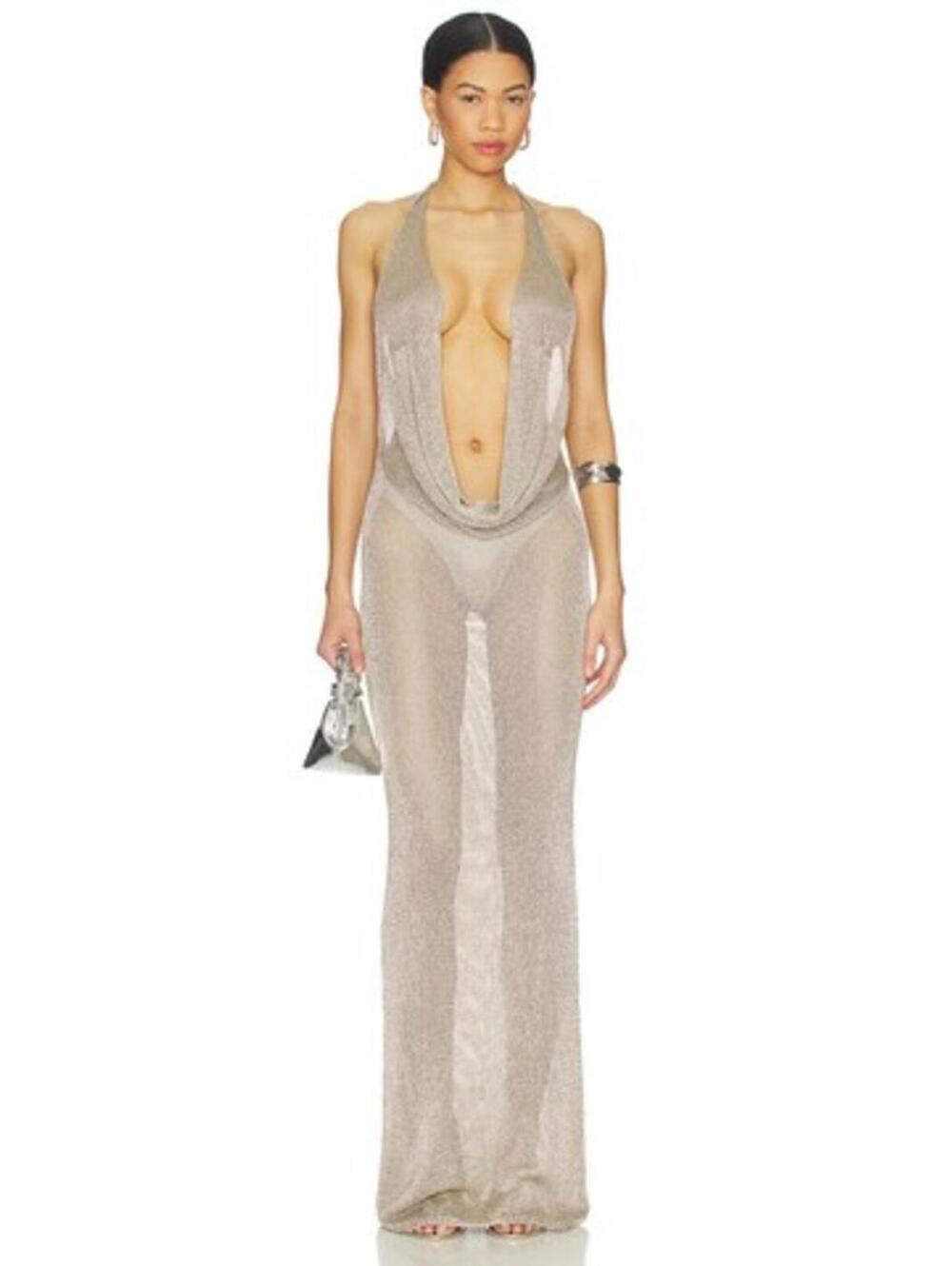 superdown Kinny Halter Maxi Dress in Silver